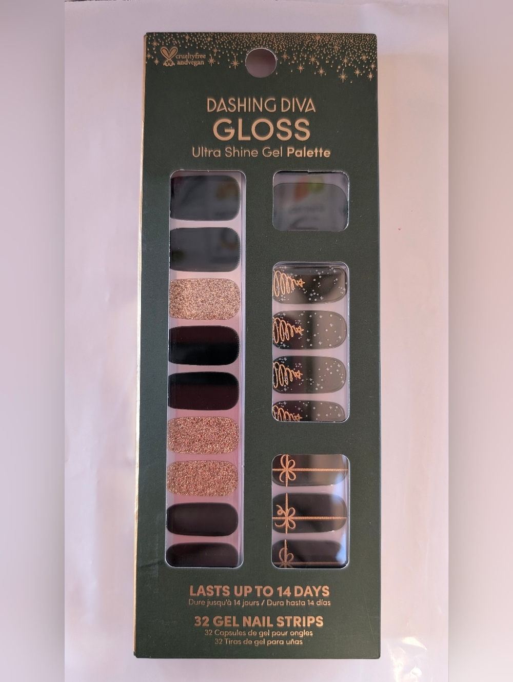 Dashing Diva GLOSS Ultra Shine Gel Nail Strips - Green & Gold